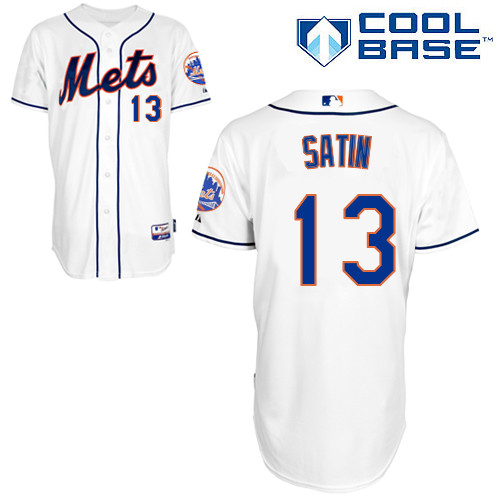 Josh Satin #13 Youth Baseball Jersey-New York Mets Authentic Alternate 2 White Cool Base MLB Jersey